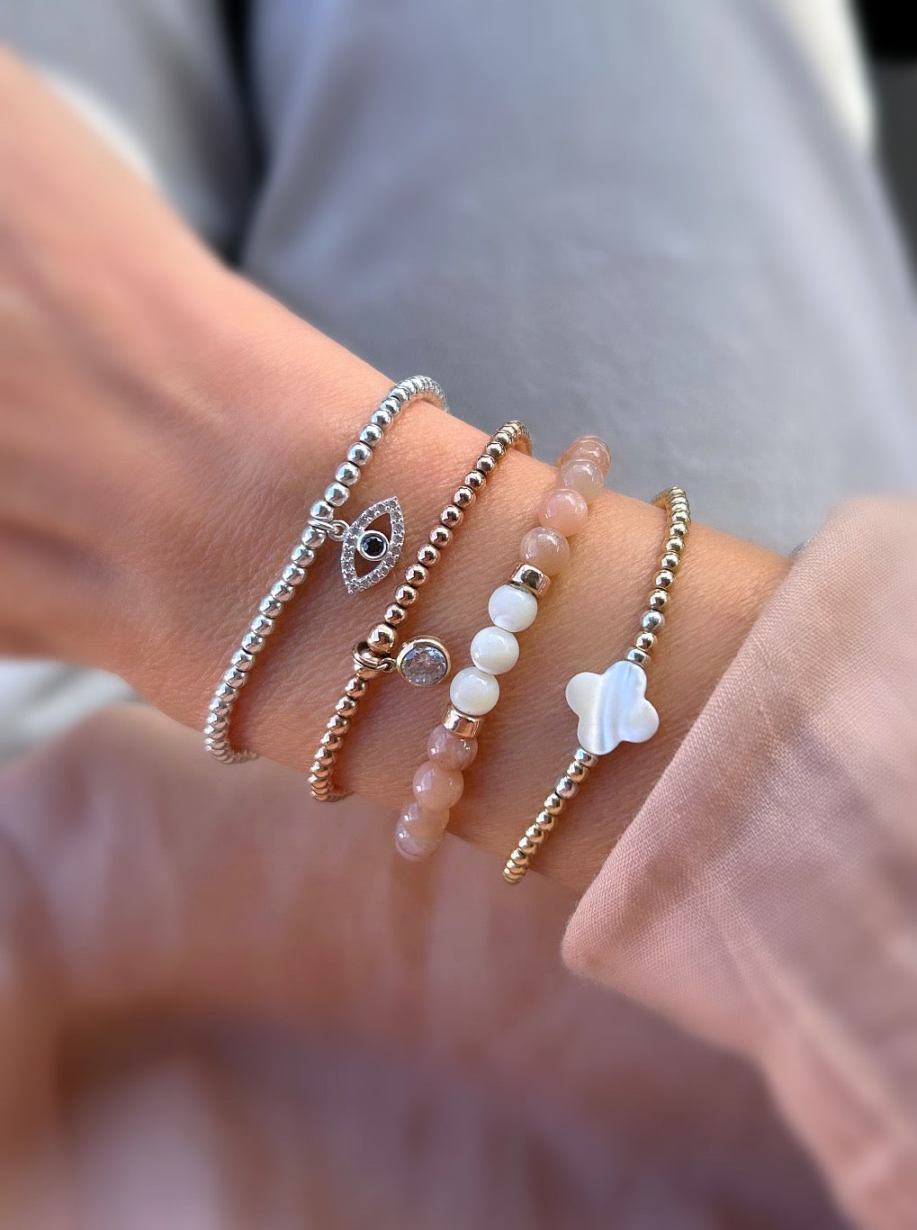 Mother of Pearl clover bracelet