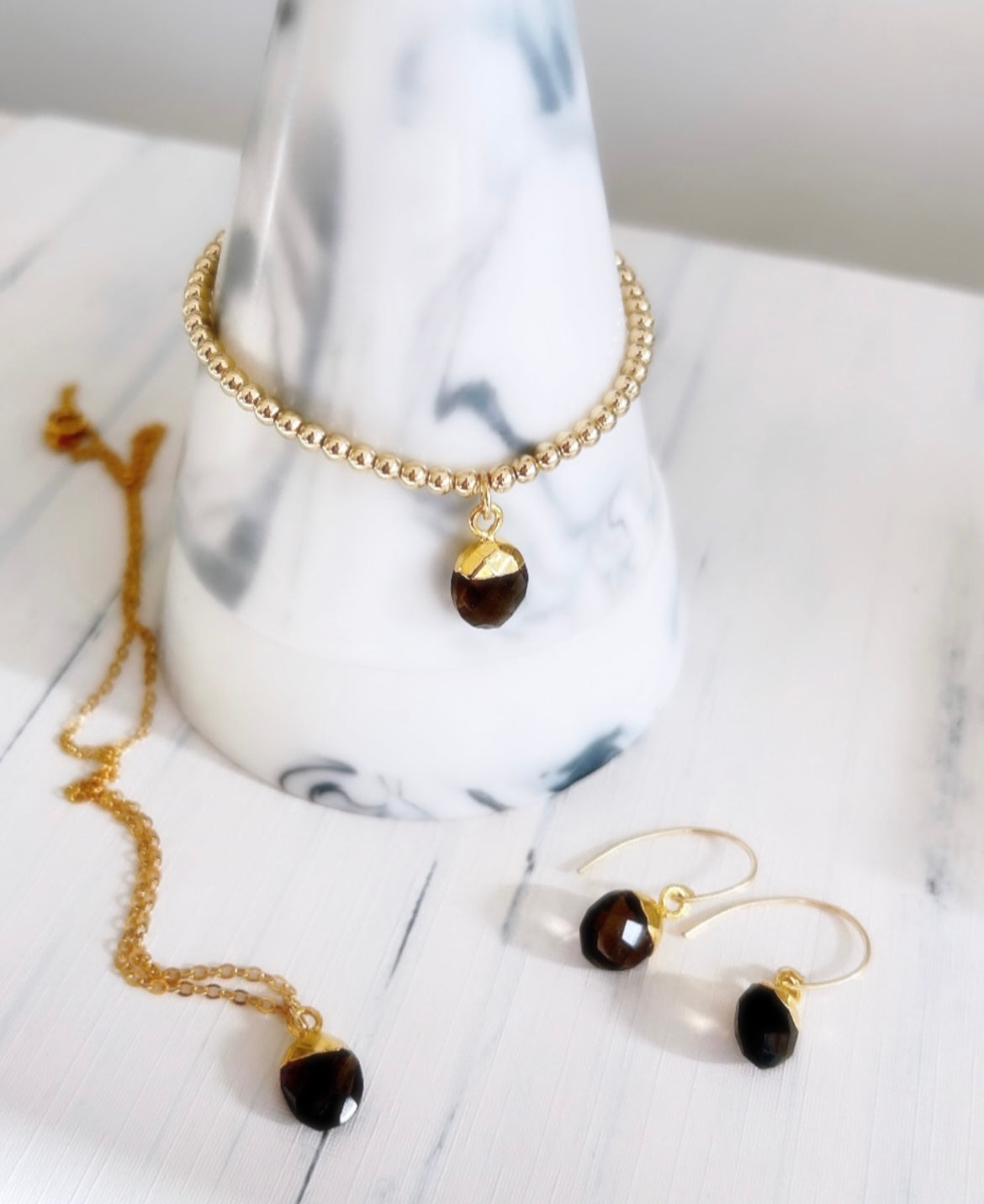 Smoky Quartz charm bracelet