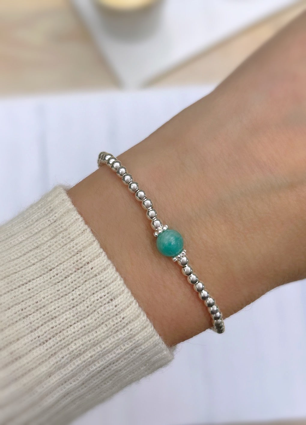 Precious bead stacking bracelet
