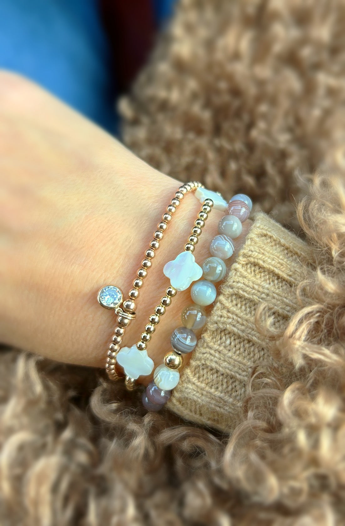 Mother of Pearl multi Clover bracelet