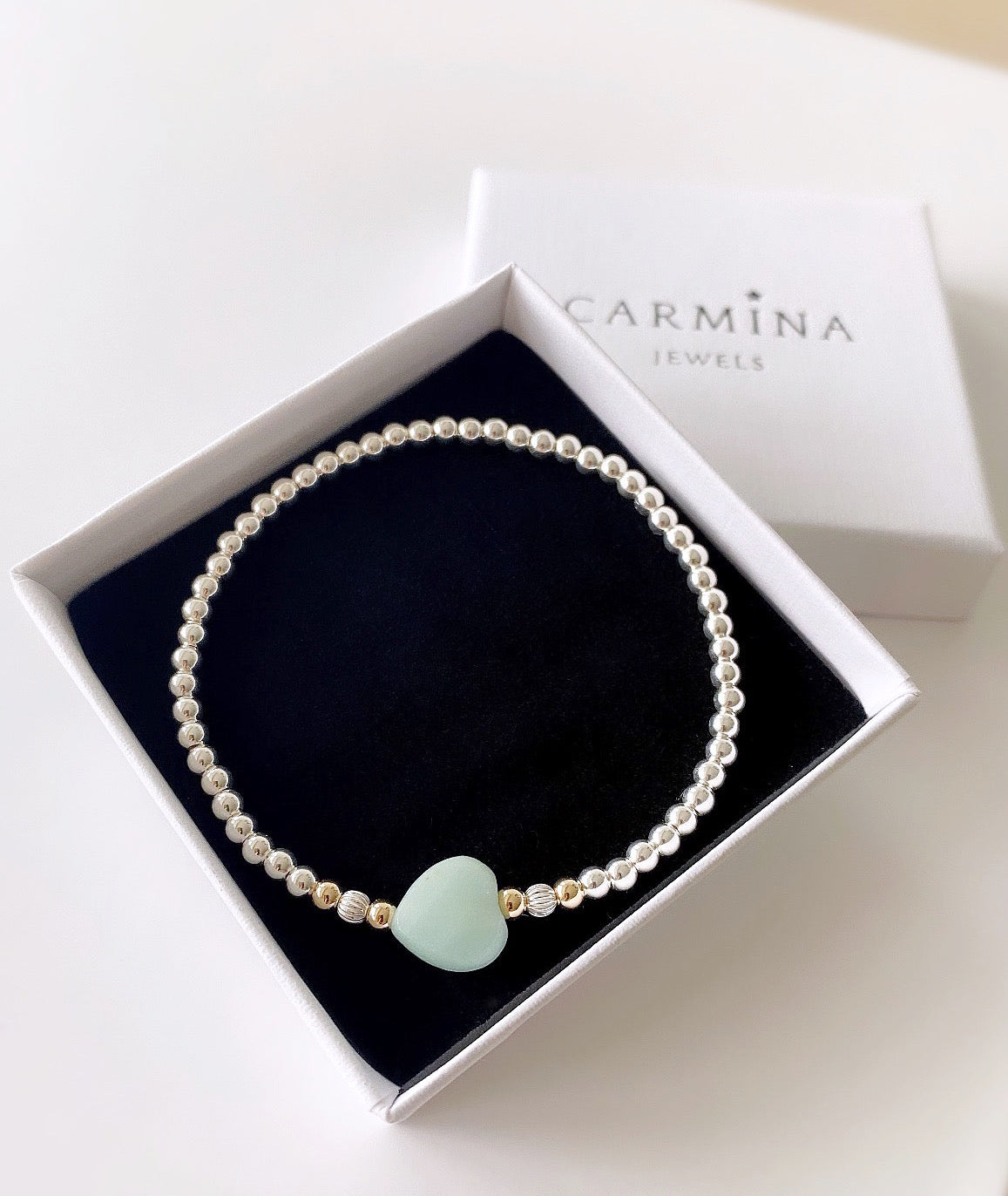 Amazonite heart bracelet