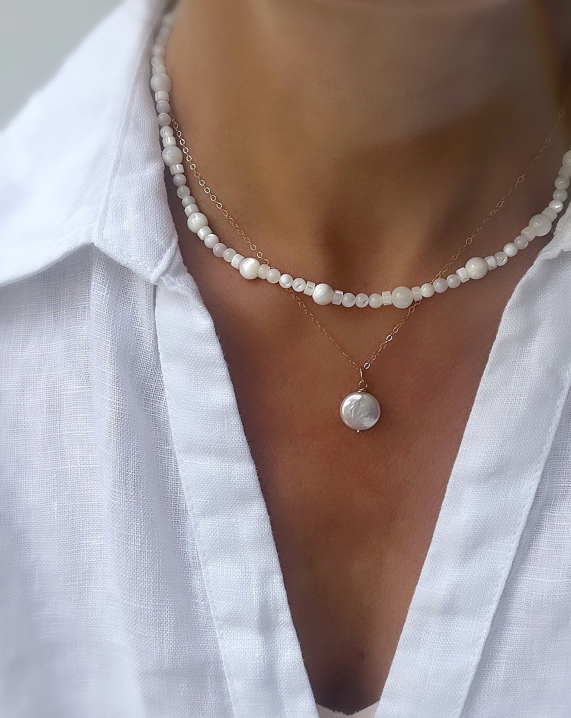 Mother of Pearl beaded necklace
