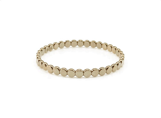 A gold filled or Sterling Silver flat beaded stacking ring