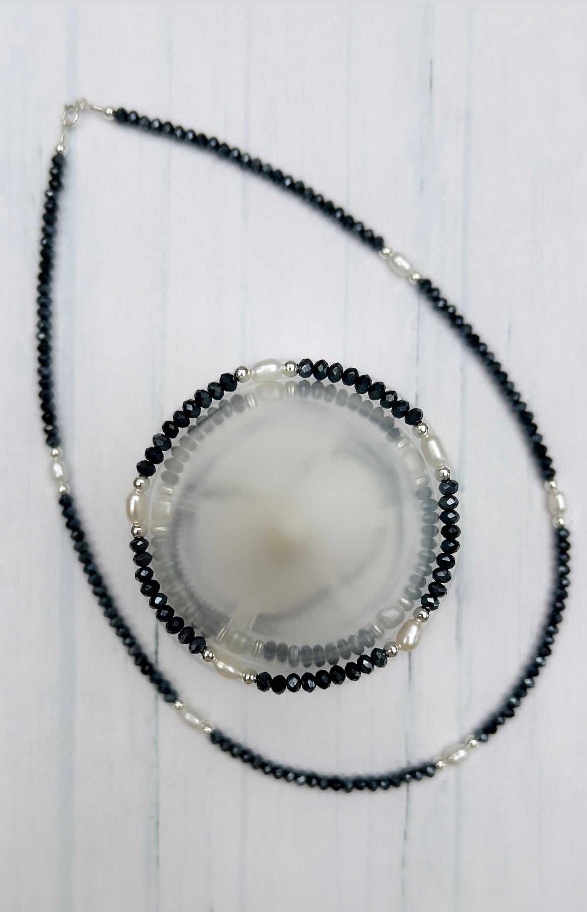 Pearl & crystal glass bead bracelet