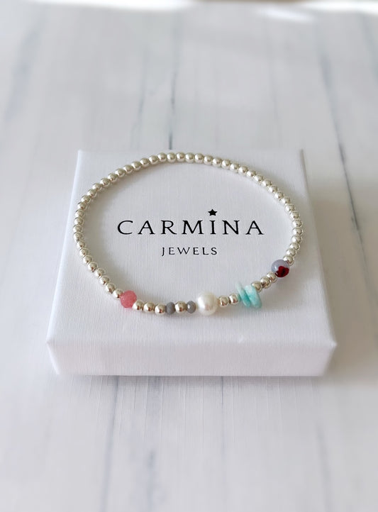 Mixed gem stacking bracelet