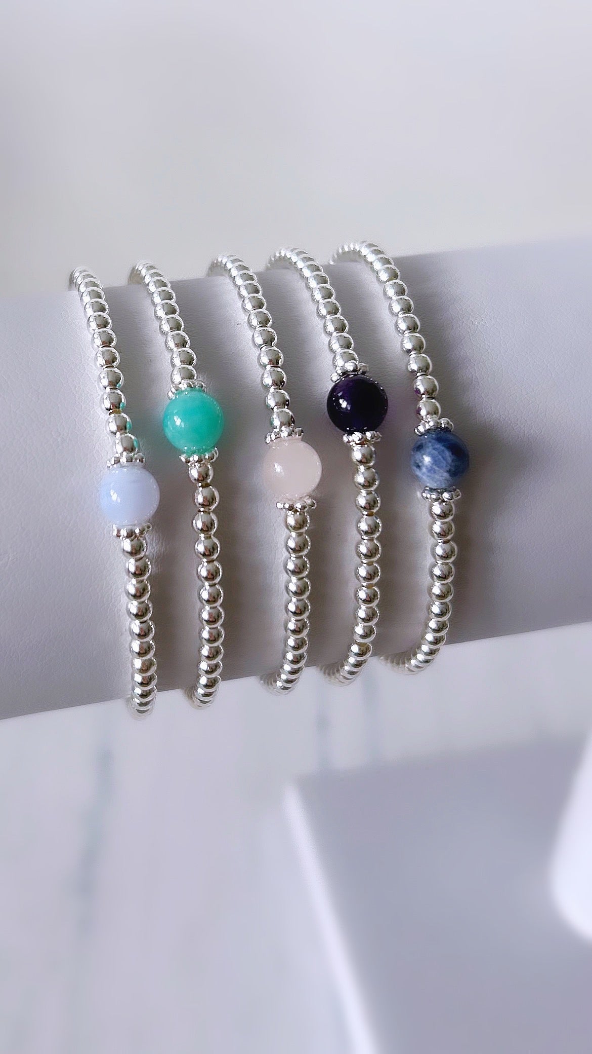 Precious bead stacking bracelet