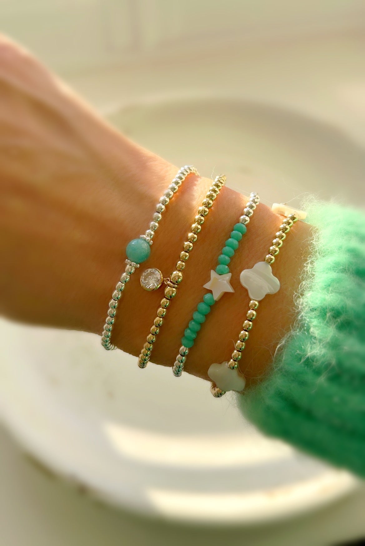 Mother of Pearl multi Clover bracelet