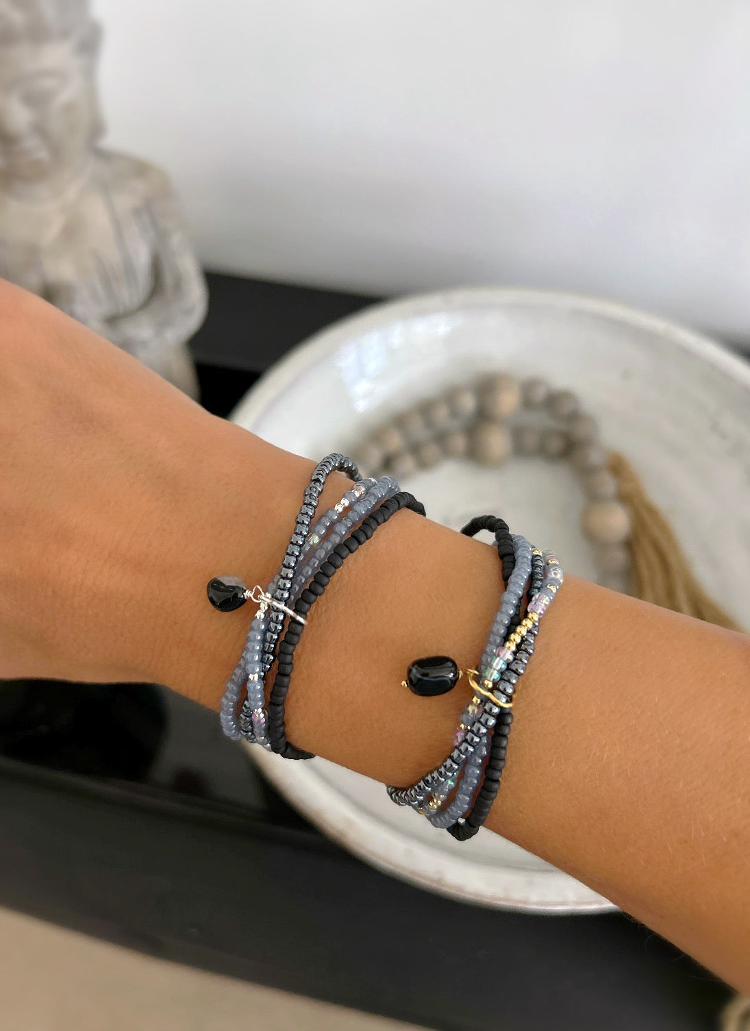 Multi strand Miyuki & Agate bead bracelet