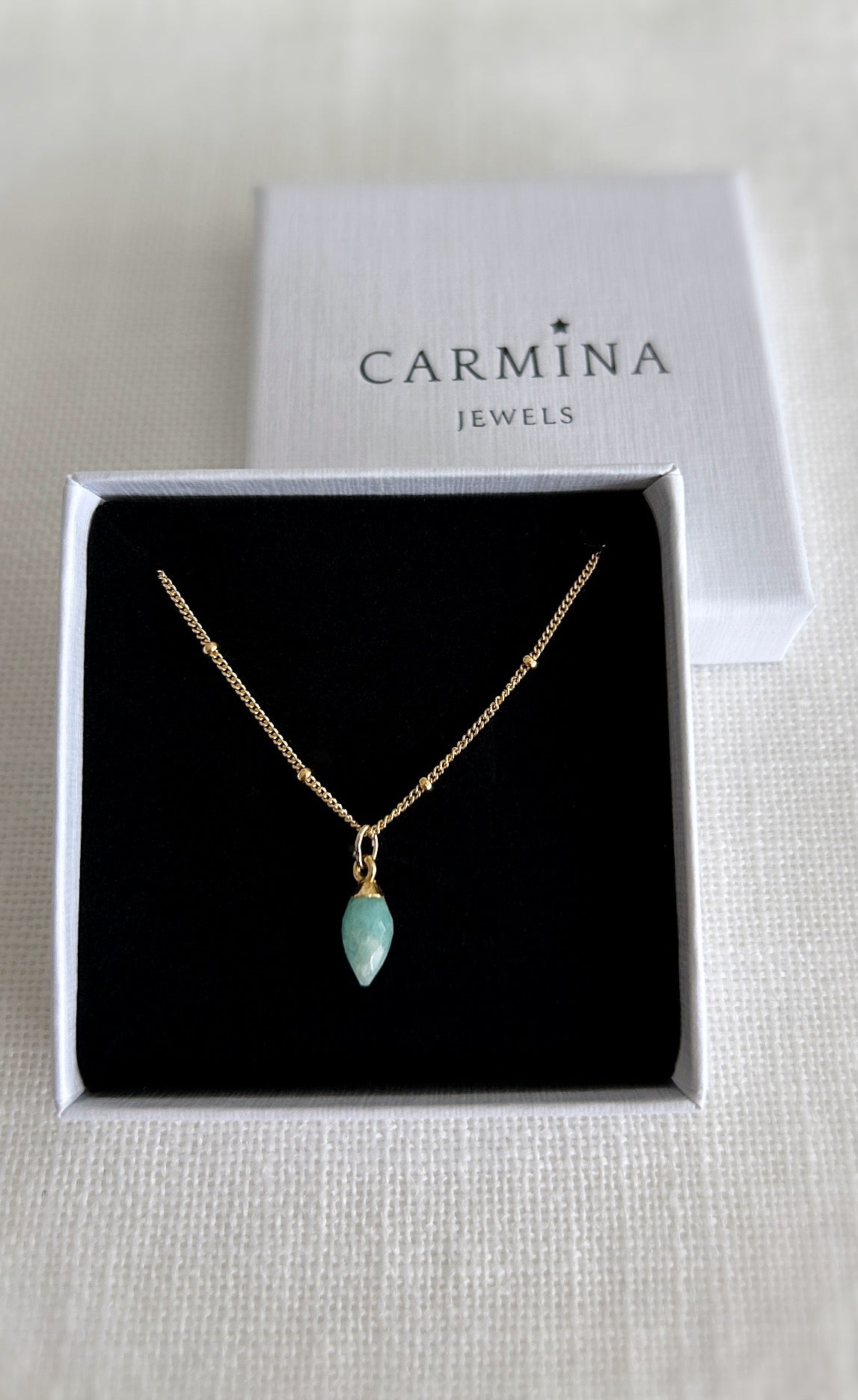 Amazonite charm Gold satellite chain necklace