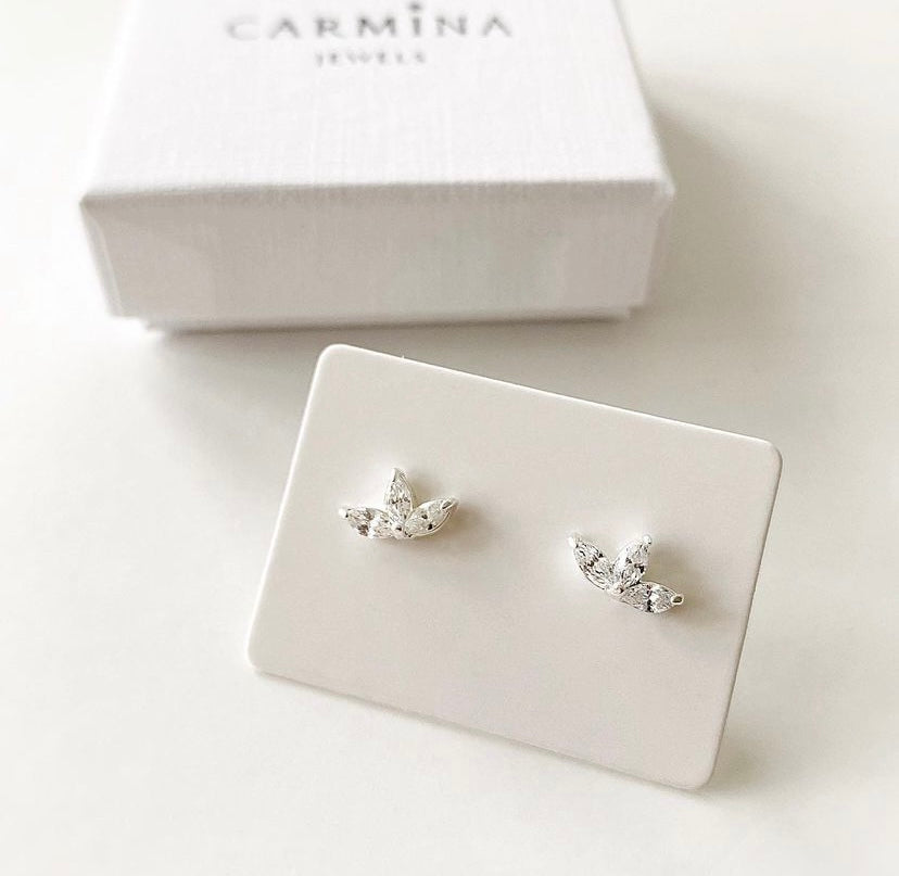 Crystal lotus stud earrings