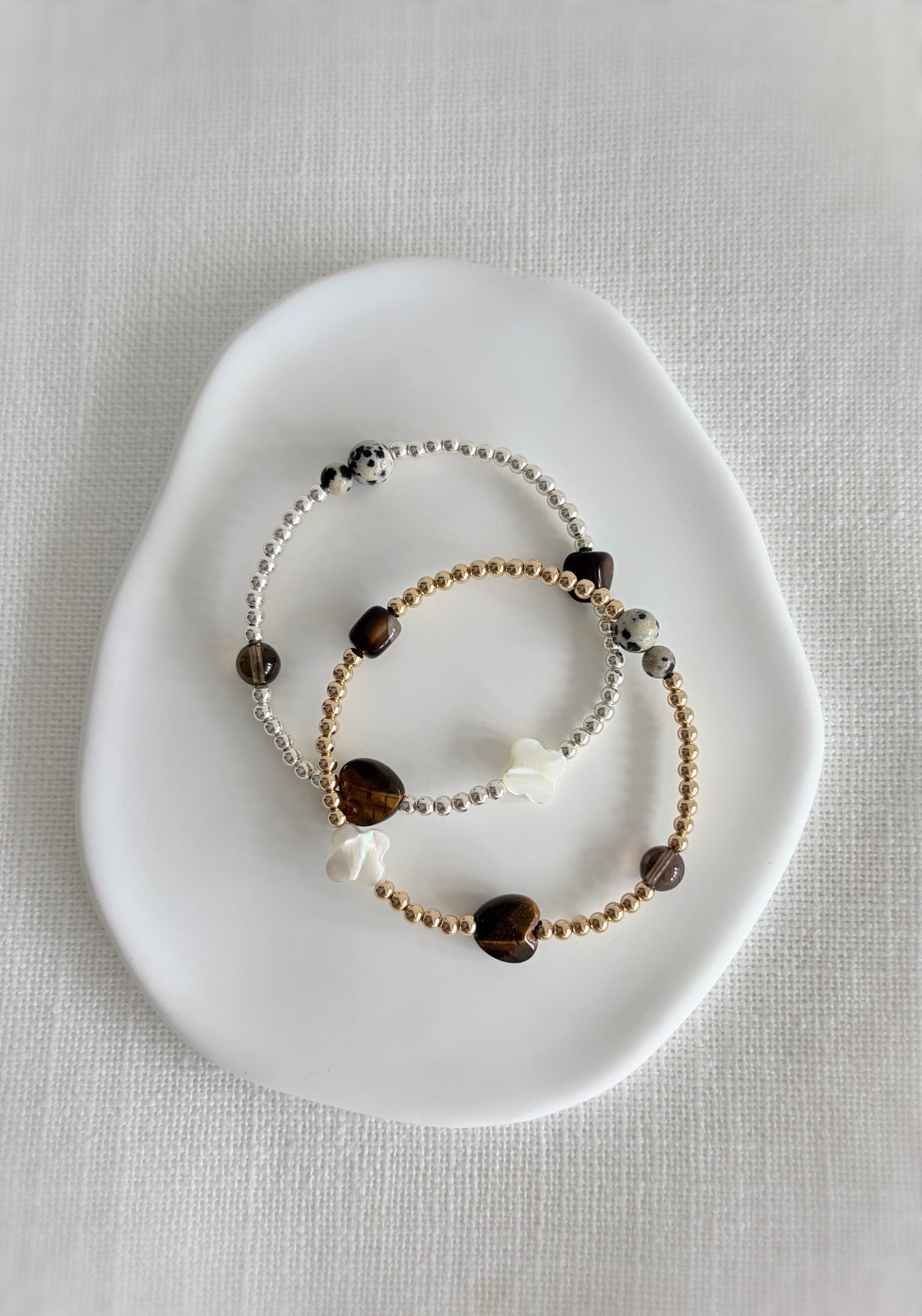 Tigers eye heart & pearl bracelet