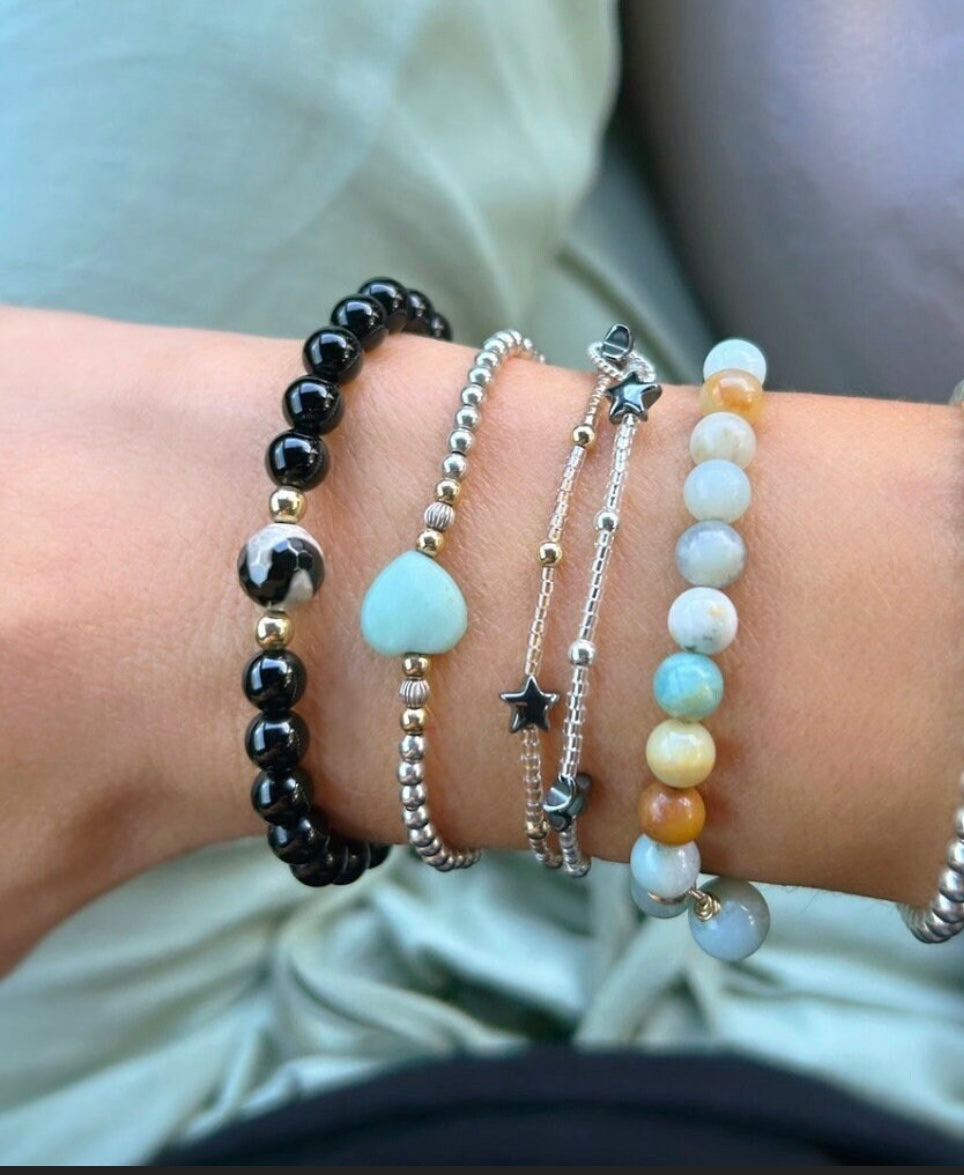 Amazonite heart bracelet