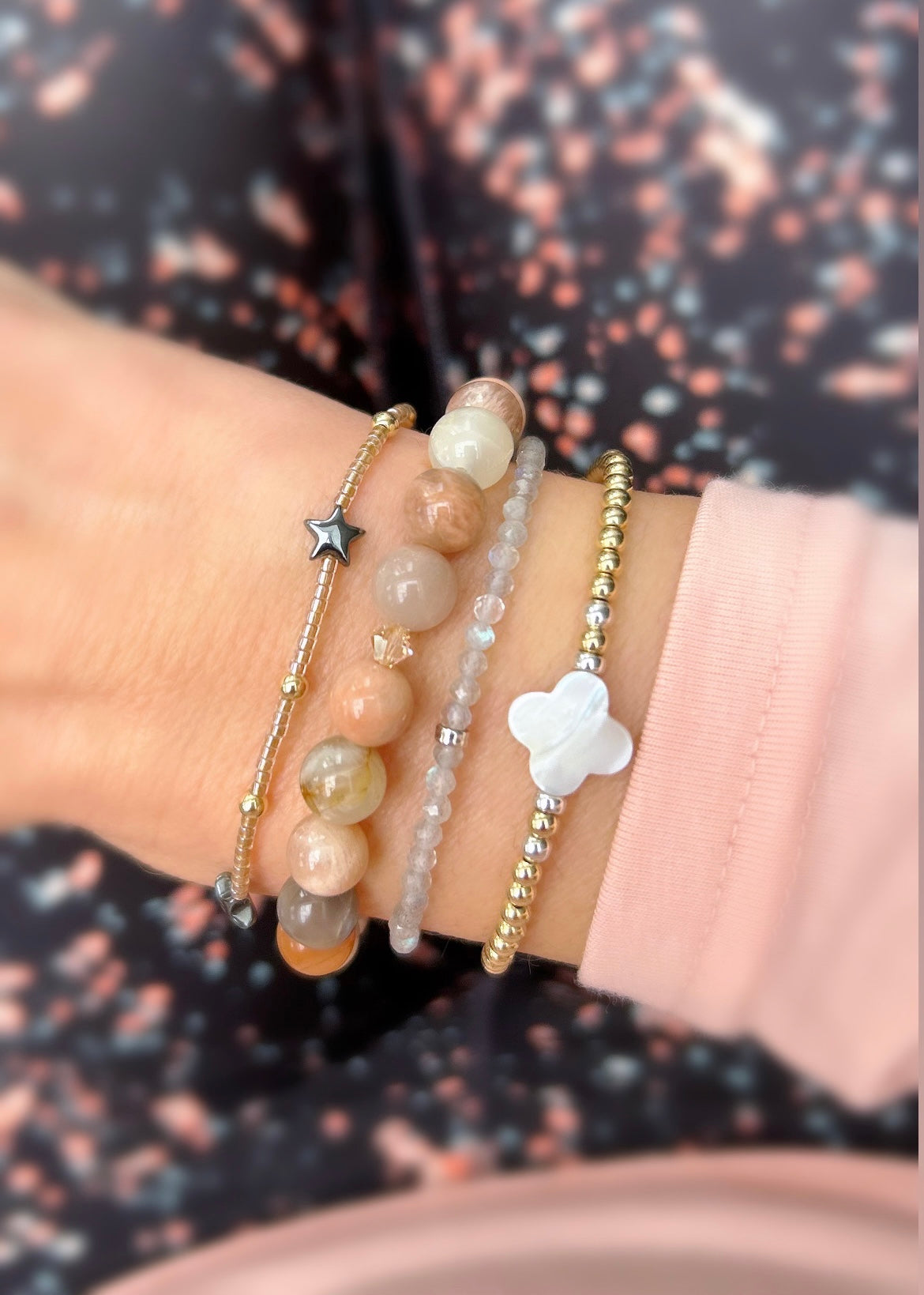 Mother of Pearl clover bracelet