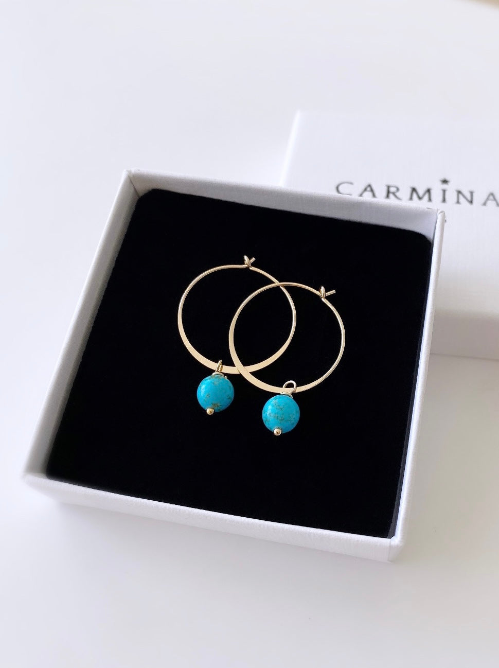 Turquoise & Gold hoop earrings