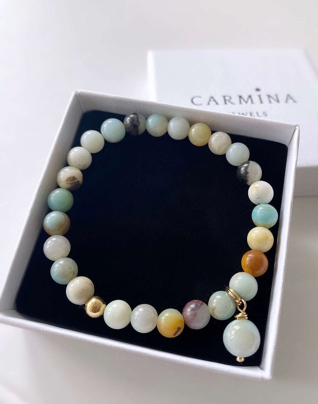 A gorgeous beaded Amazonite gemstone bracelet,  threaded on a high quality stretch cord.
