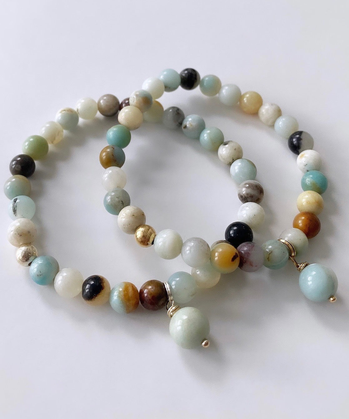 A gorgeous beaded Amazonite gemstone bracelet,  threaded on a high quality stretch cord.