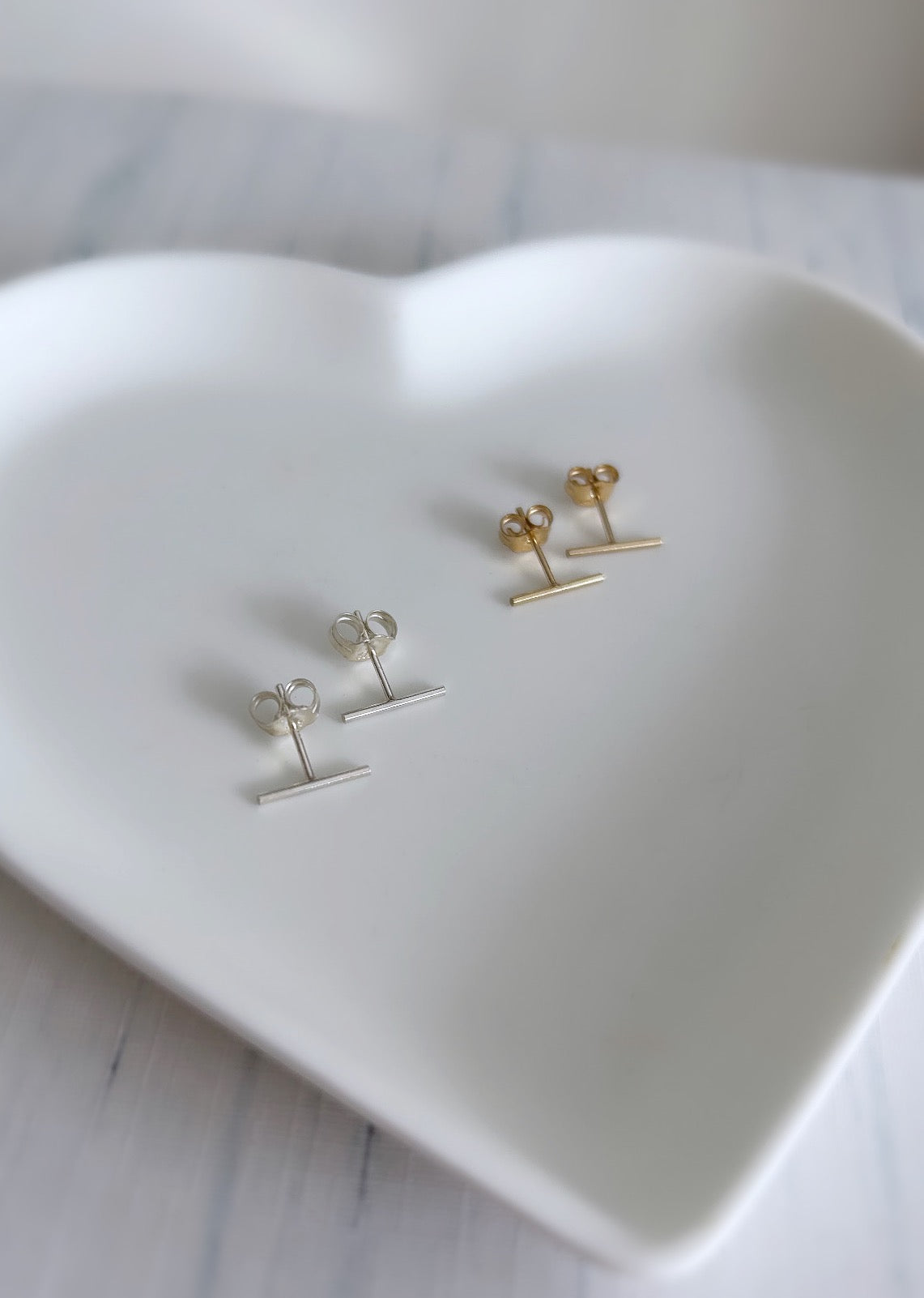 A pair of gold-filled bar stud earrings