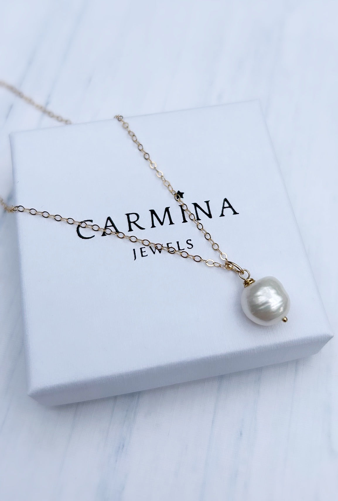 Beautiful baroque Freshwater Pearl pendant - on a delicate cable chain in either a Sterling silver or Gold Filled finish.