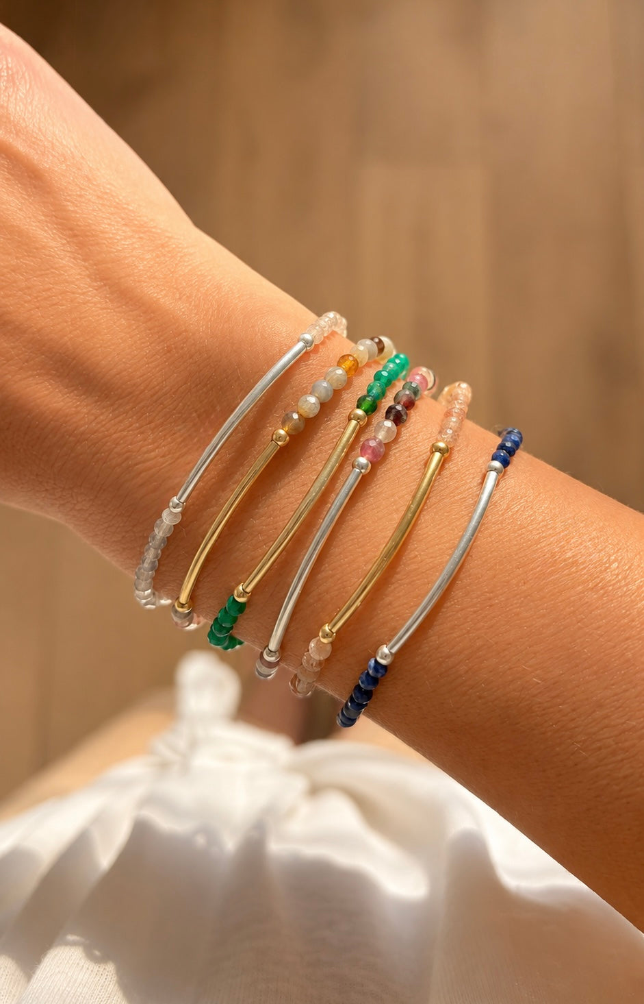 Labradorite crystal bead bracelet