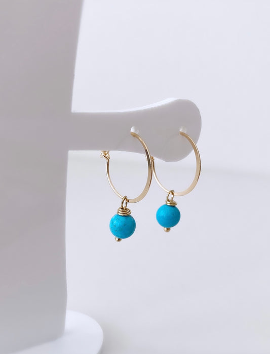 Turquoise & Gold hoop earrings