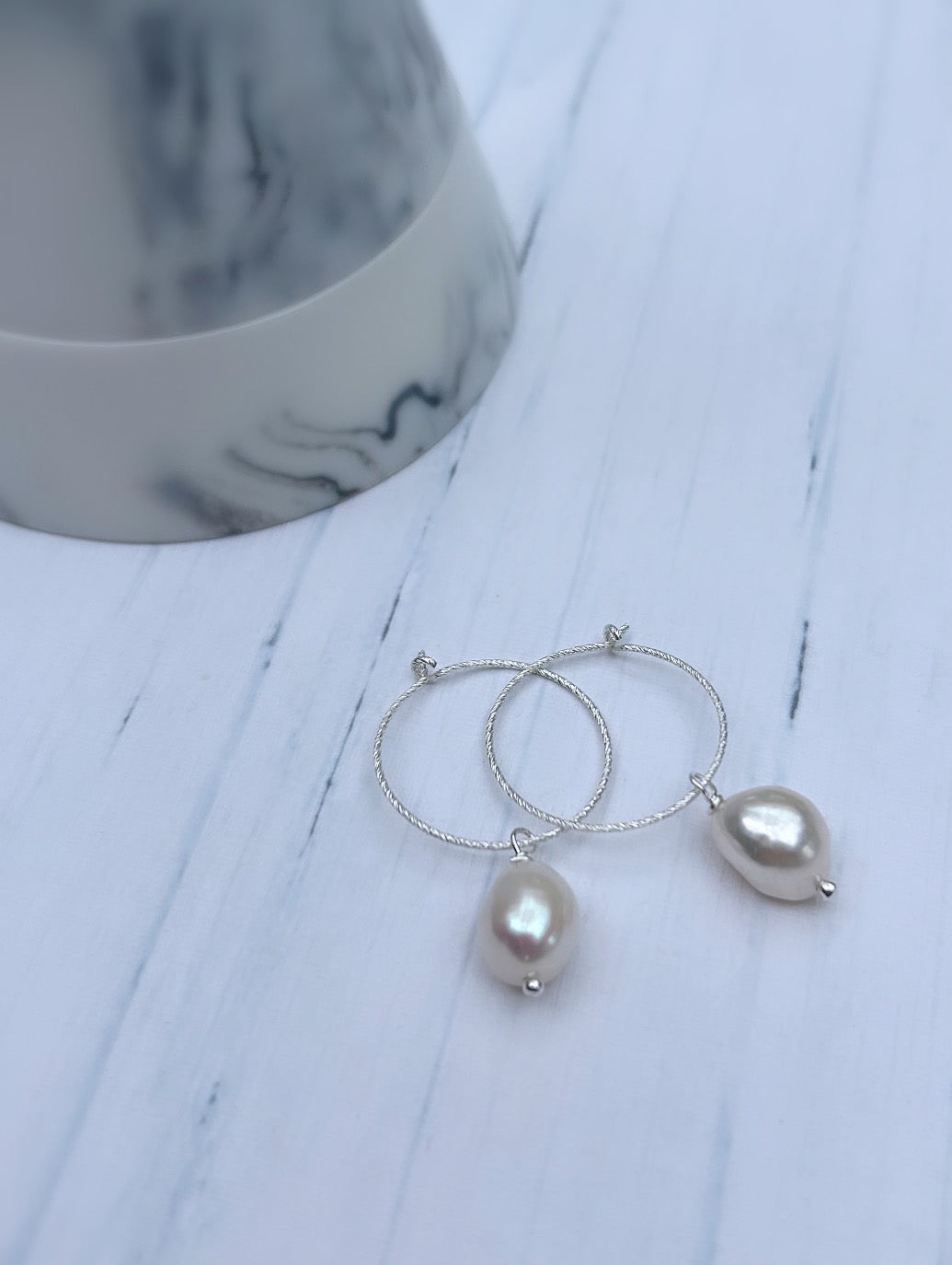 Pearl hoop earrings