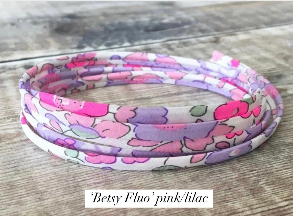 Liberty of London fabric wrap bracelets, with a Sterling Silver textured slide bead