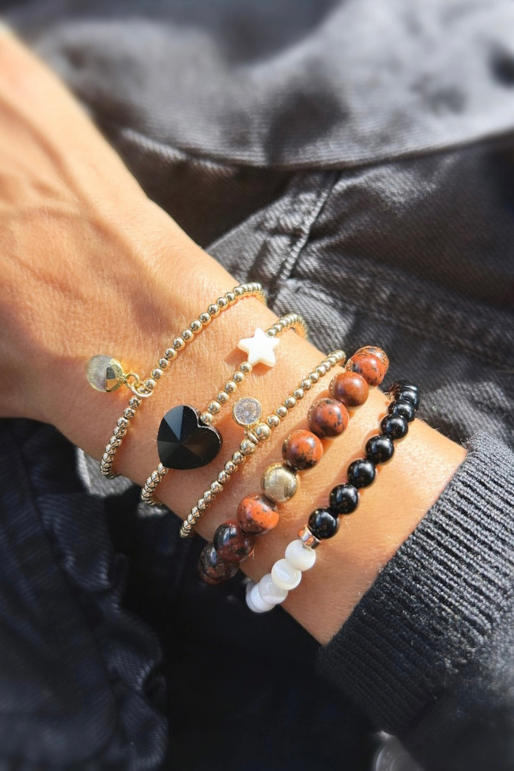 Hearts and stars stacking bracelet