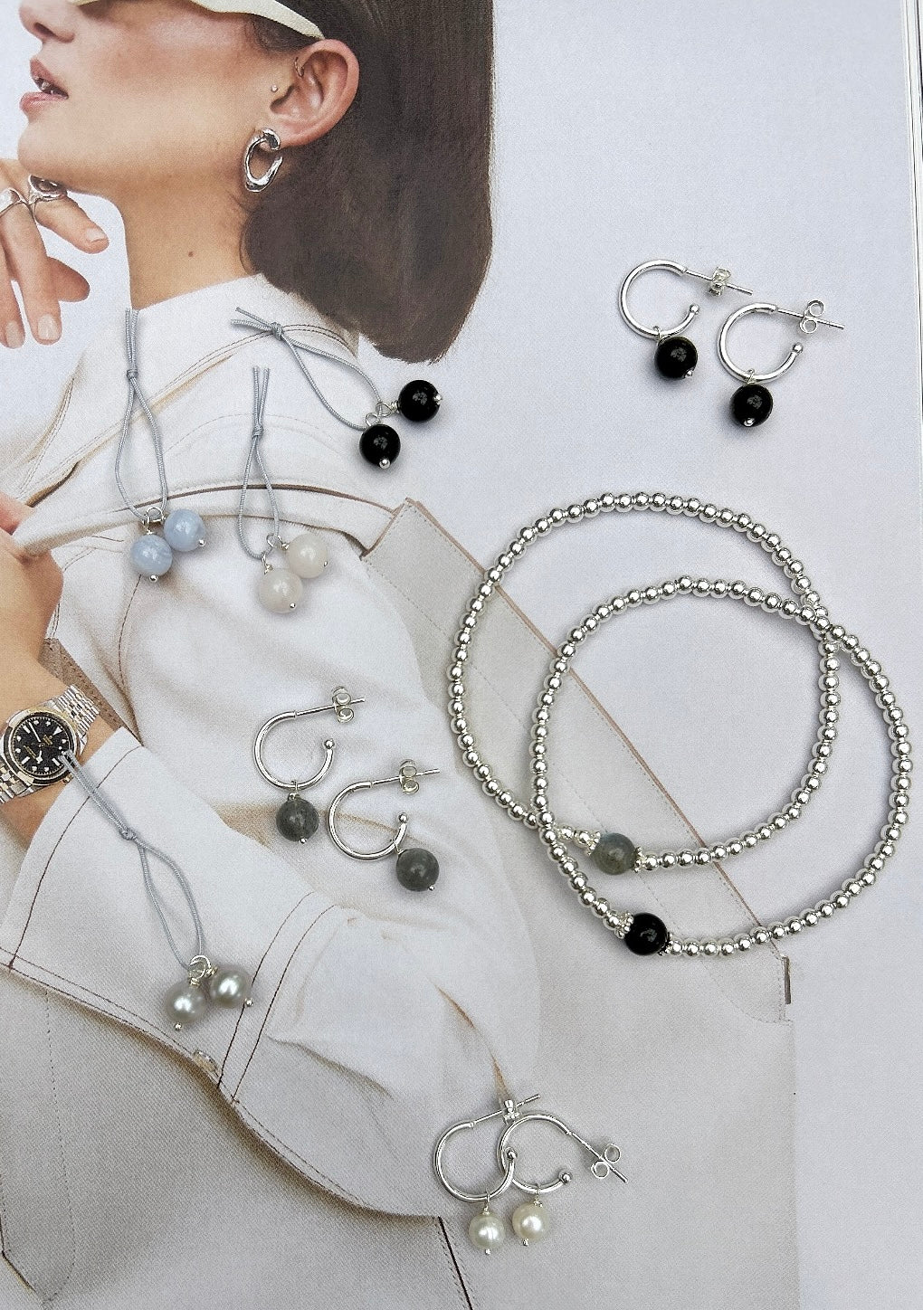 Precious bead stacking bracelet