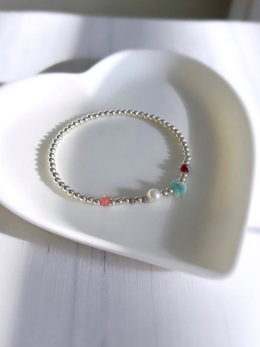 Mixed gem stacking bracelet