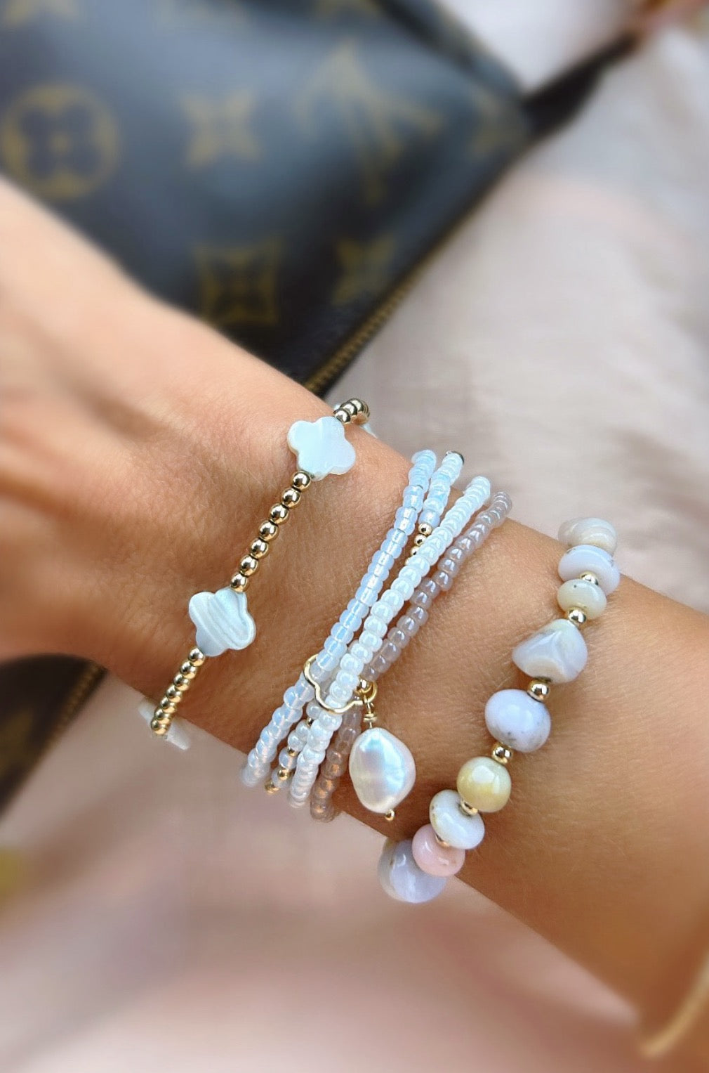 Multi strand Miyuki and Pearl bracelet