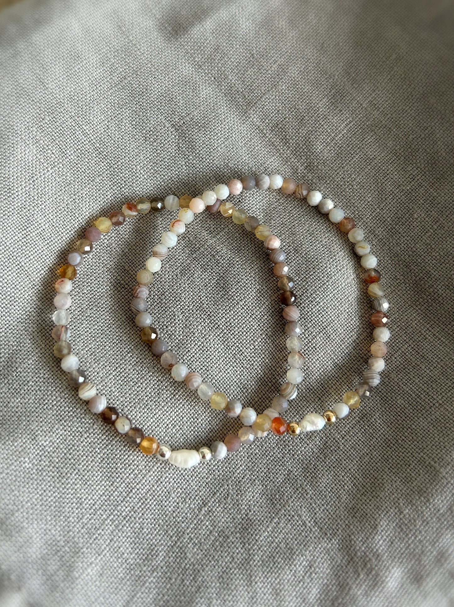 Botswana agate crystal beaded bracelet