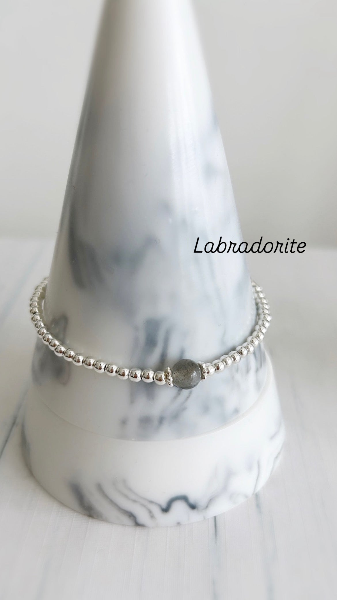 Labradorite and silver stacking bracelet 