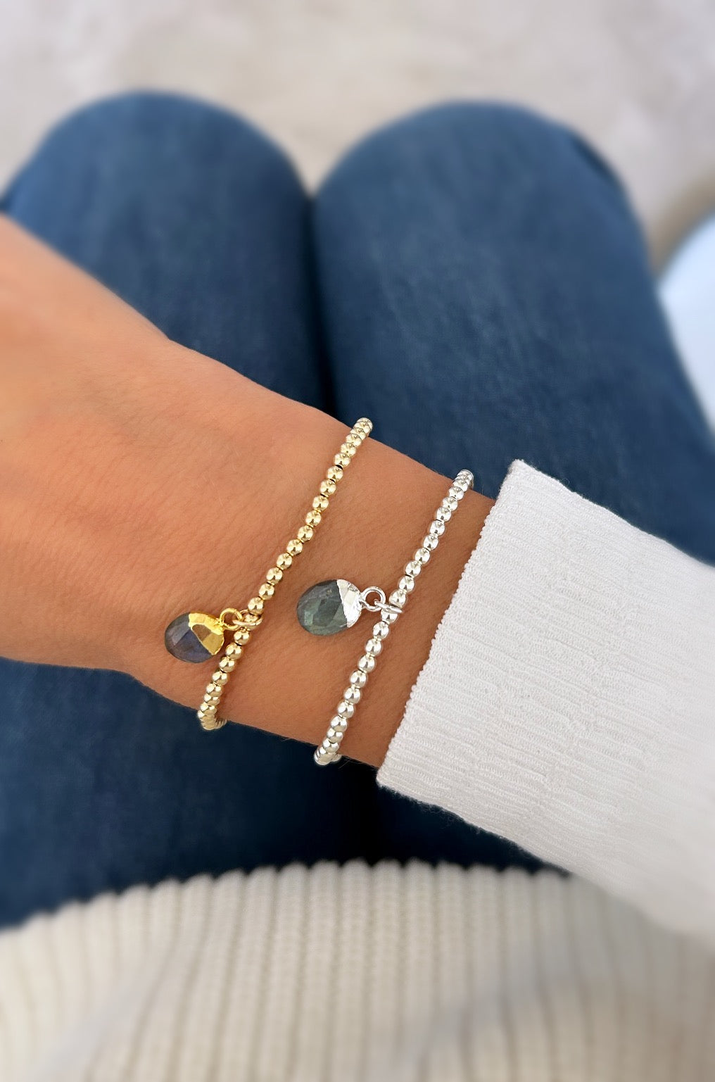 Labradorite charm bracelet