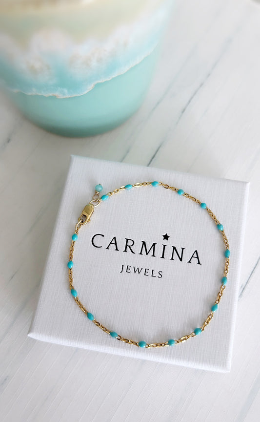 Enamel beaded chain bracelet