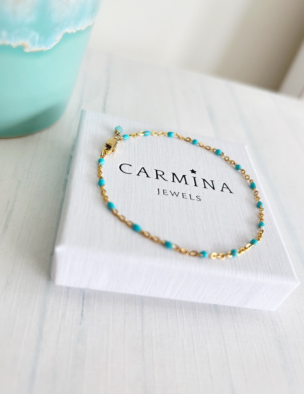 Enamel beaded chain bracelet