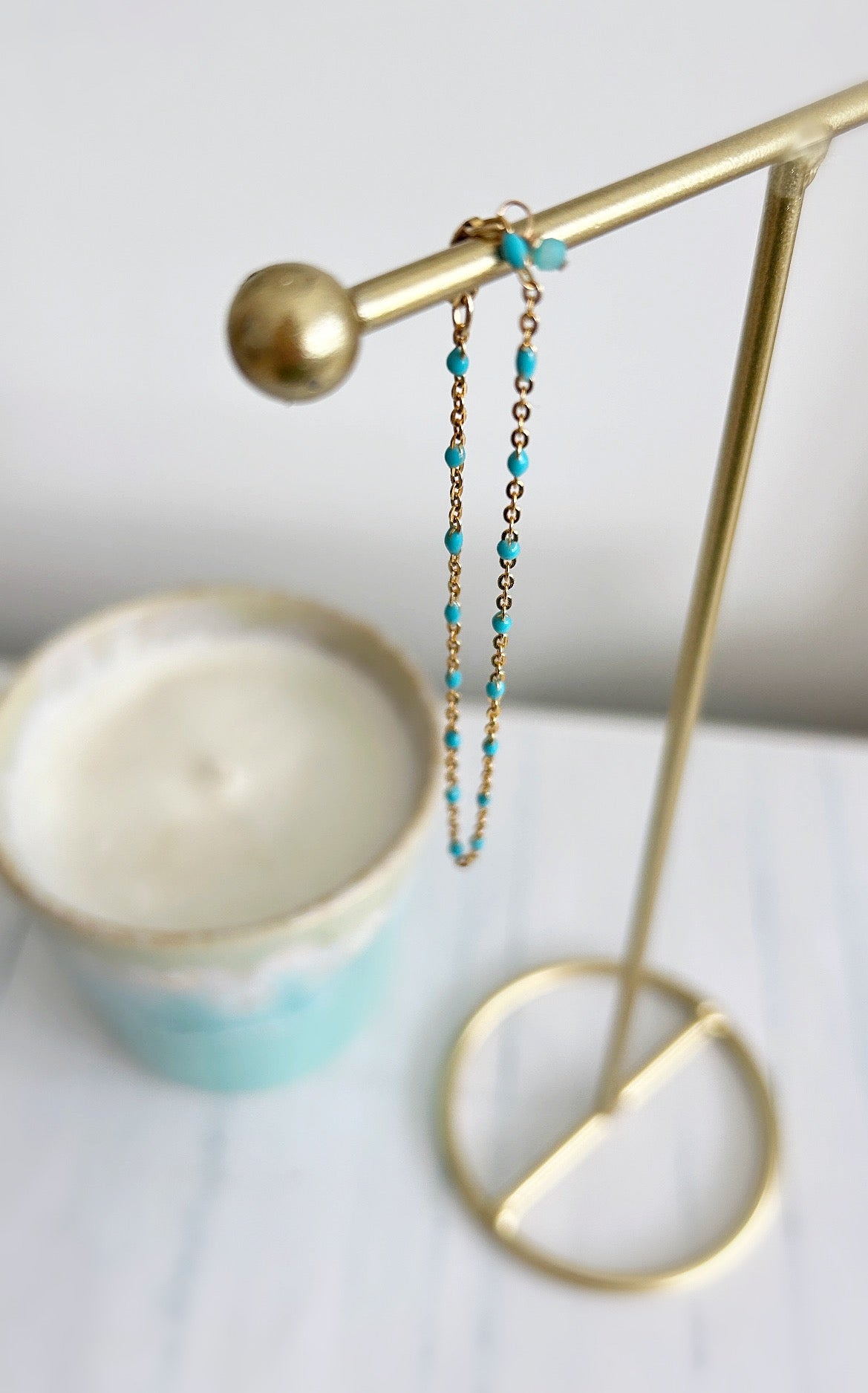 Enamel beaded chain bracelet