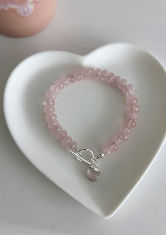 Rose quartz toggle bracelet