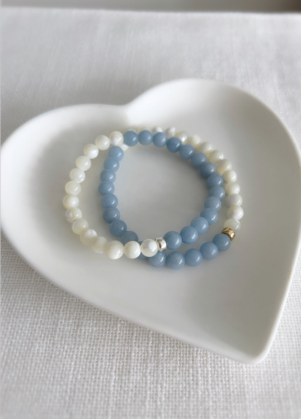 Angelite & Mother of Pearl duo Bracelet