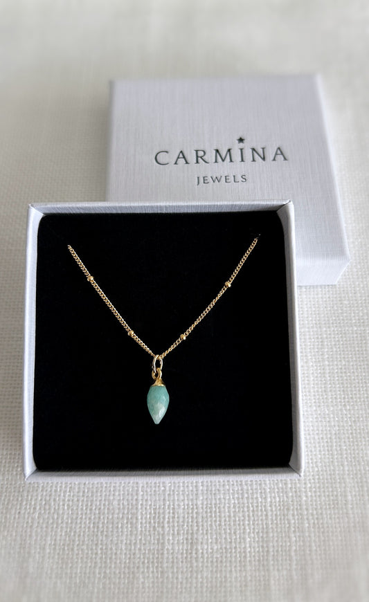 Amazonite charm Gold satellite chain necklace