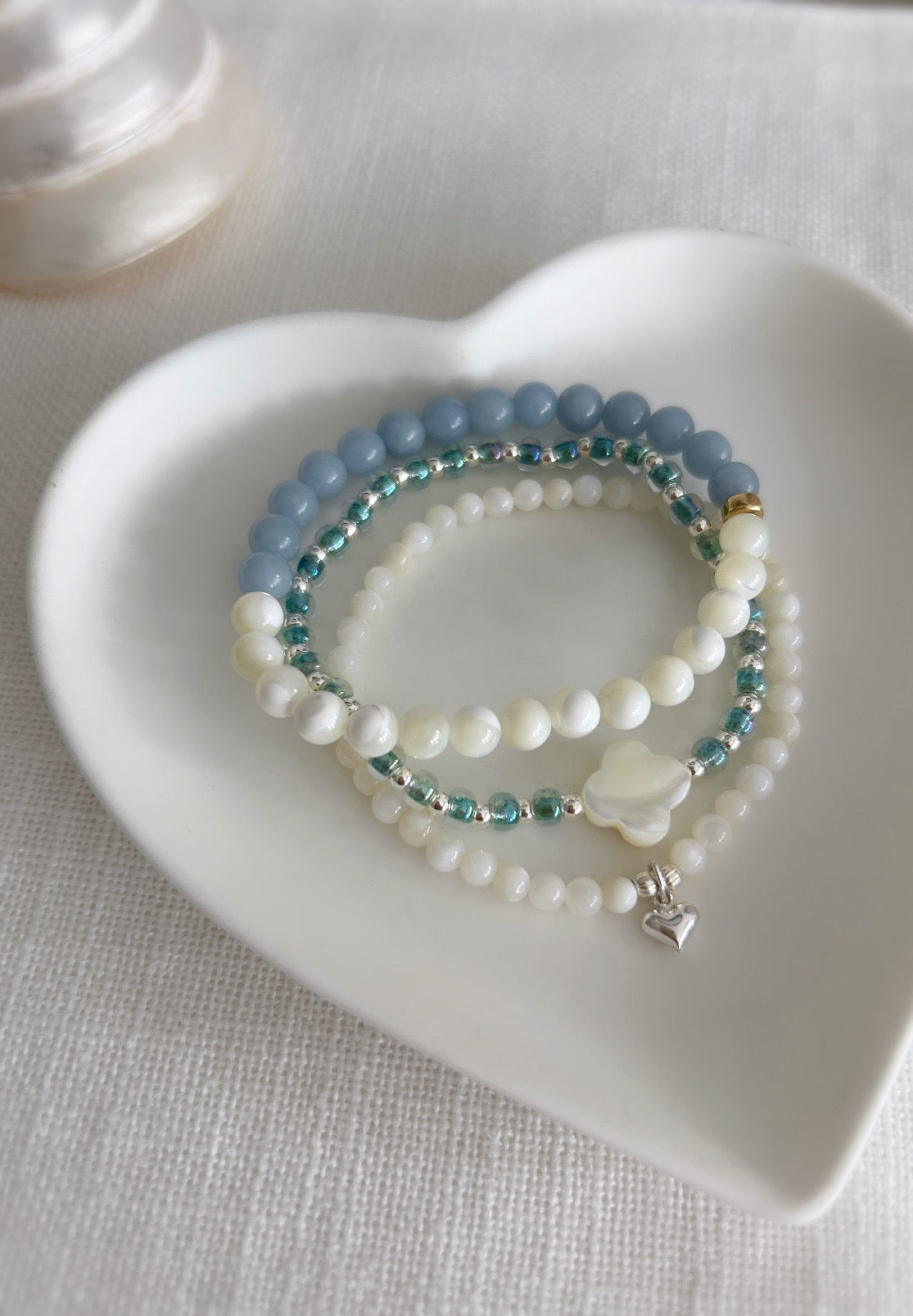 Angelite & Mother of Pearl duo Bracelet