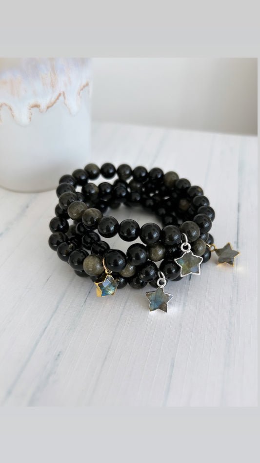 Golden Obsidian star bracelet