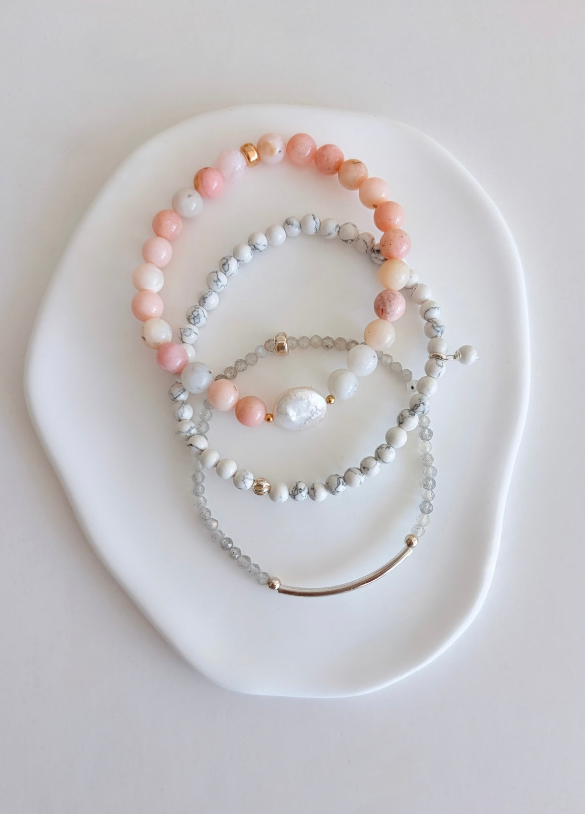 Pink opal gemstone bracelet