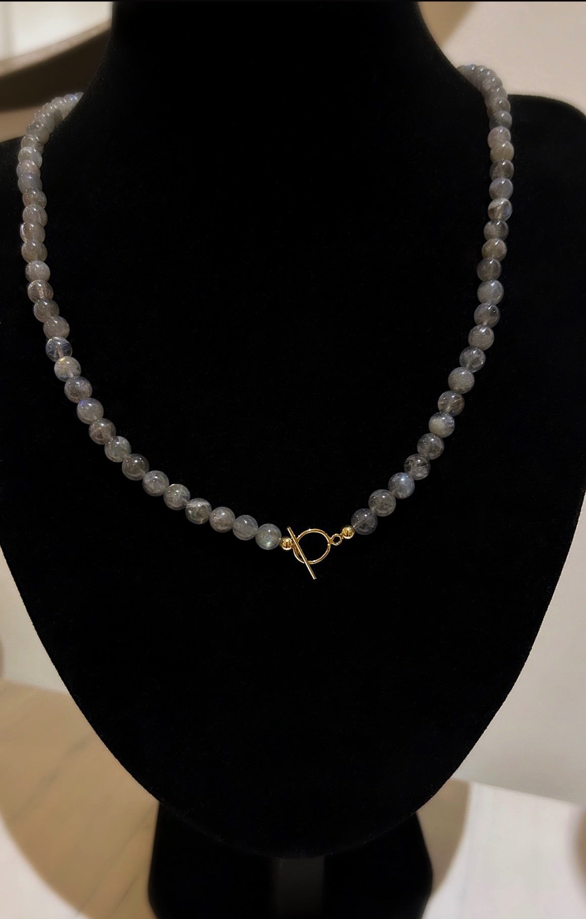 A gorgeous ‘2 in 1’ Semi Precious beaded wrap bracelet &/or necklace in a choice of either beautiful Smoky Quartz, Lapis Lazuli, Labradorite or Golden Obsidian. Finished with a delicate toggle clasp in Gold filled or Sterling Silver. 
