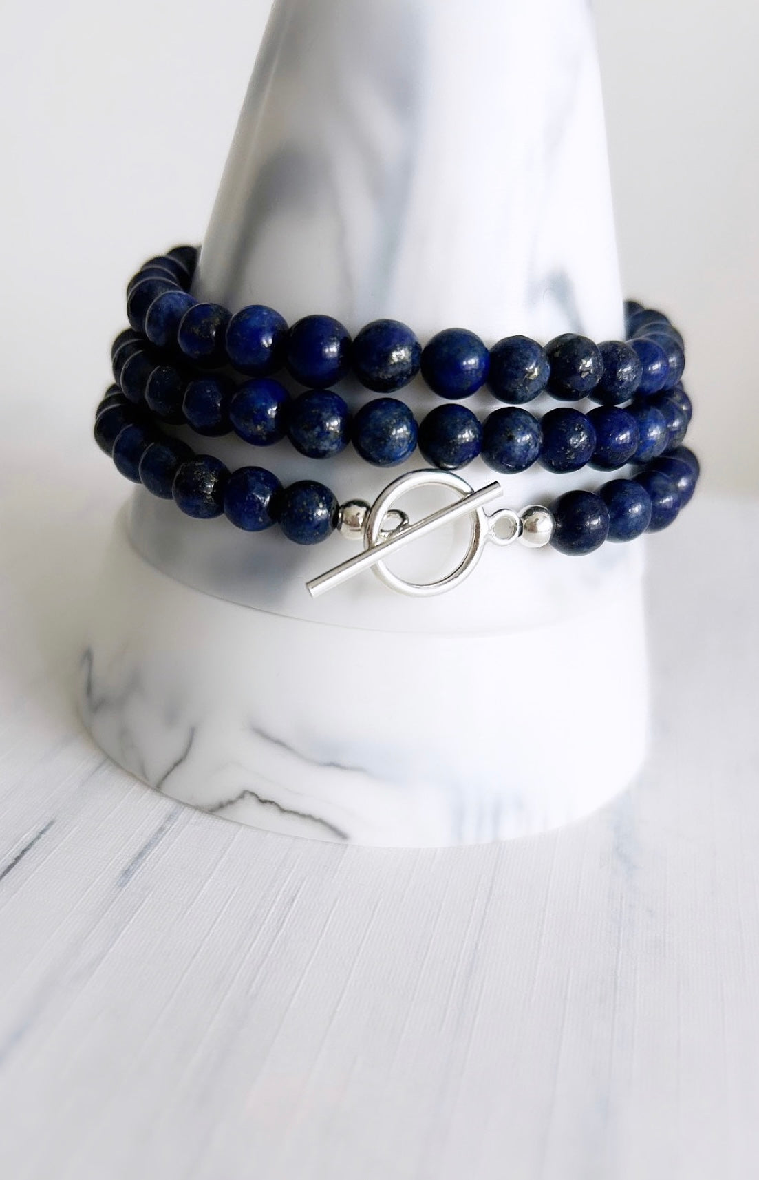 A gorgeous ‘2 in 1’ Semi Precious beaded wrap bracelet &/or necklace in a choice of either beautiful Smoky Quartz, Lapis Lazuli, Labradorite or Golden Obsidian. Finished with a delicate toggle clasp in Gold filled or Sterling Silver. 
