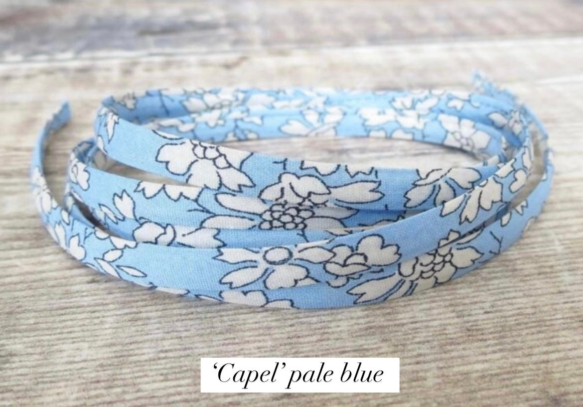 Liberty of London fabric wrap bracelets, with a Sterling Silver textured slide bead