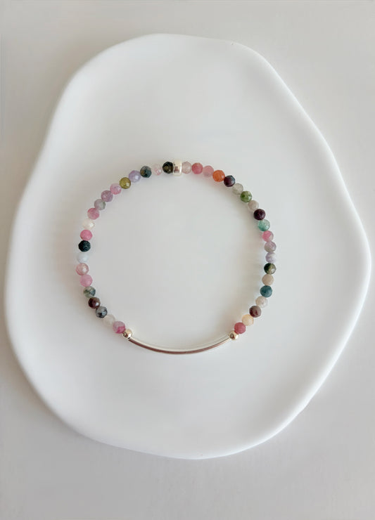 Beautiful Mixed Quartz semi precious faceted bead bracelet. This delicate bracelet comes in a choice of two finishes using either Sterling Silver or Gold Filled. 
