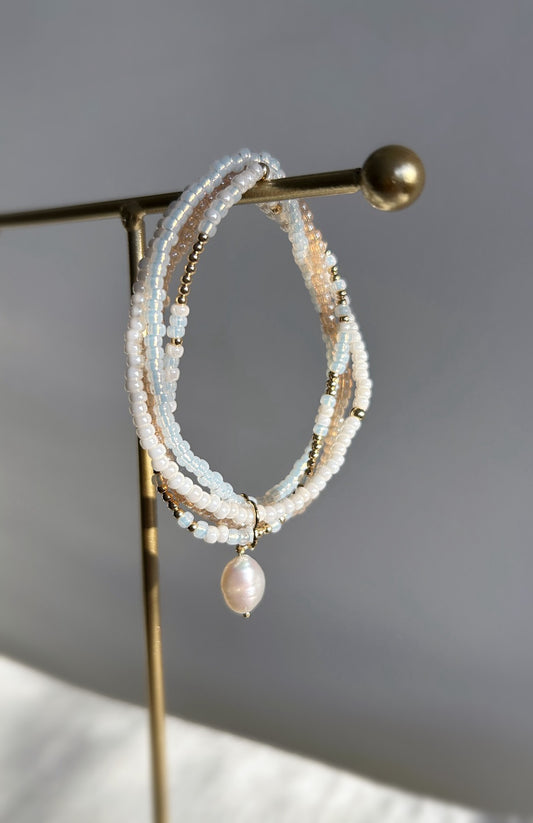 Multi strand Pearl & Cream bracelet
