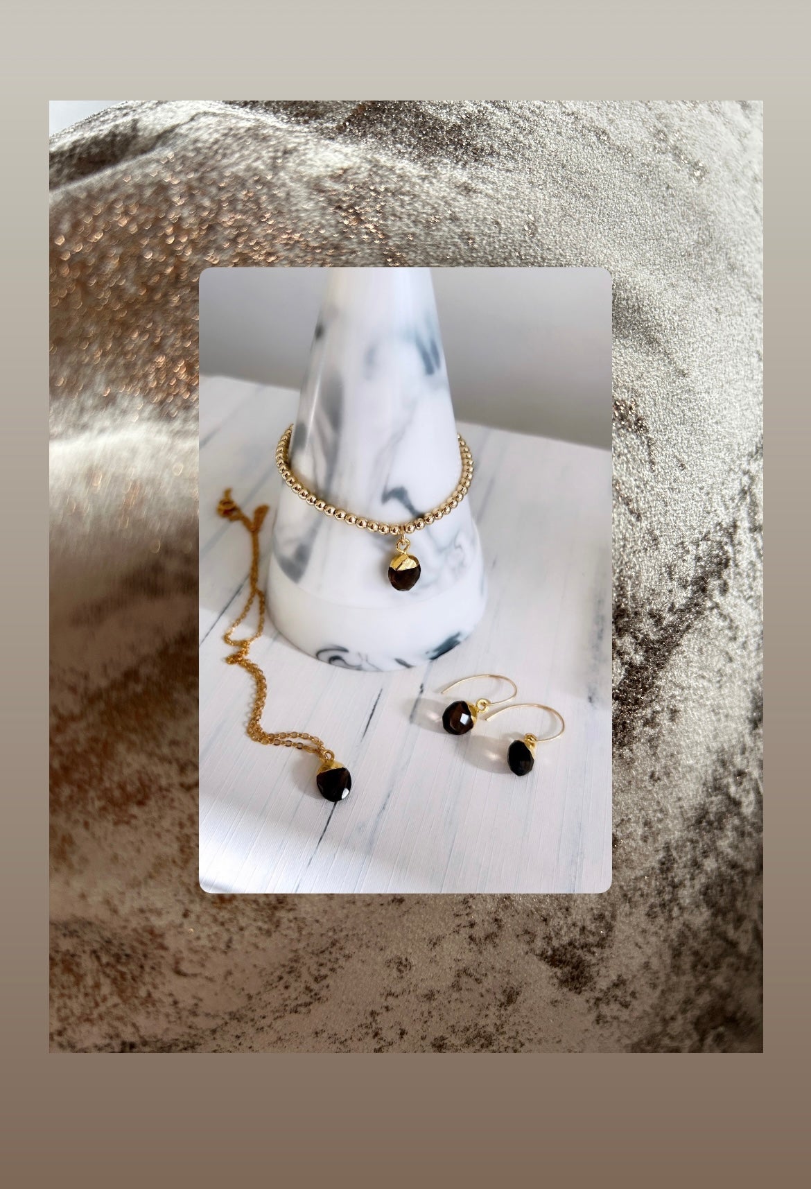 Rich chocolate/coffee coloured real gemstone Smoky Quartz earrings on elegant shaped curved ear wire in either a Sterling Silver or Gold Filled finish.
