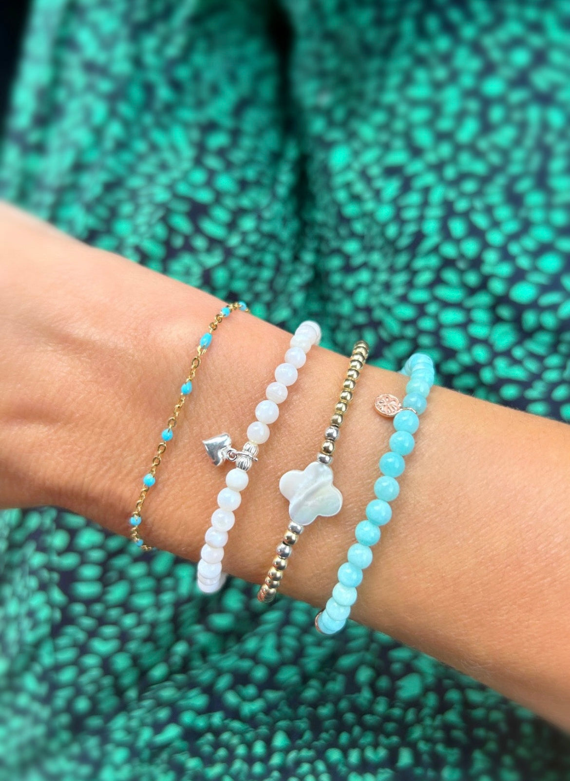 Turquoise dot chain necklace