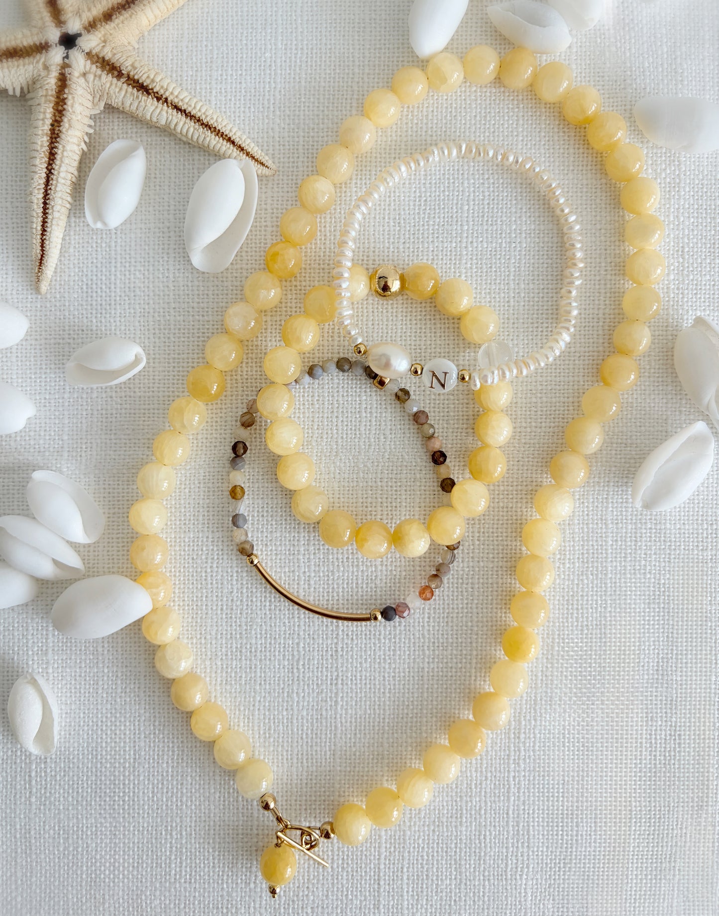 Yellow honey jade necklace